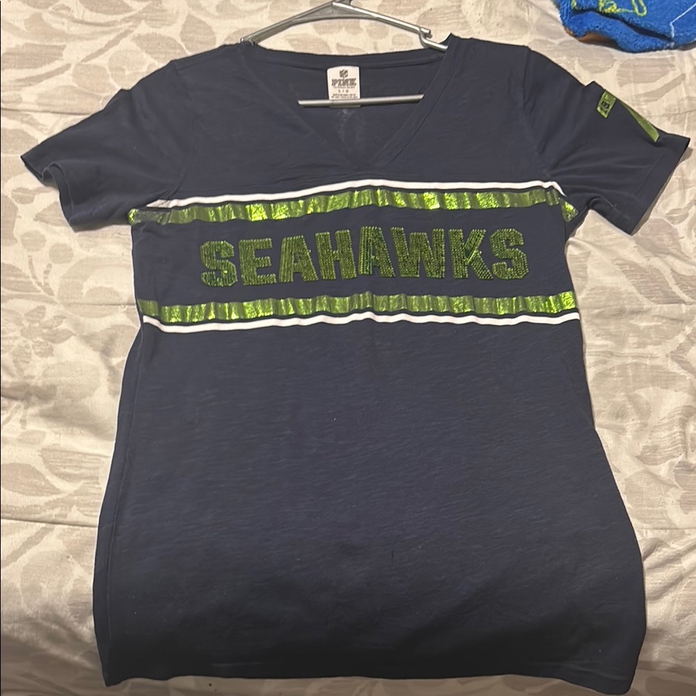 Seattle Seahawks Navy and Green T-Shirt